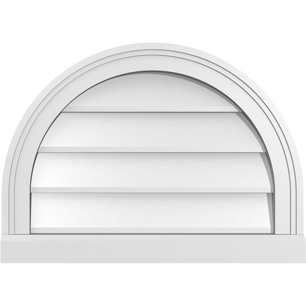 Ekena Millwork Round Top Surface Mount PVC Gable Vent w/ 2"W x 2"P Brickmould Sill Frame, 22"W x 16"H GVPRT22X1603SN - main